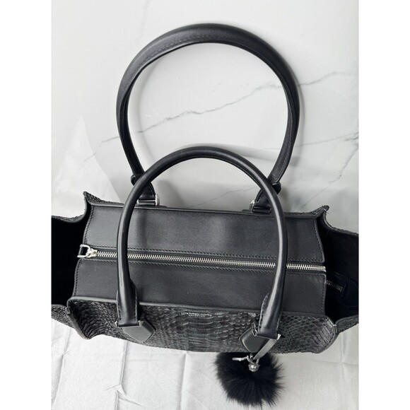 RARE 2015 Michael Kors GRACIE Large Genuine Python Leather Tote Graphite/Black - Picture 7 of 16